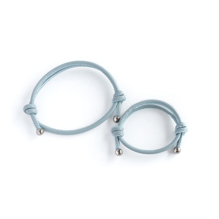 JBØRN Parent & Child Leather Bracelets Stone Blue - Personalisable Baby Products Sold and Personalised by JustBørn