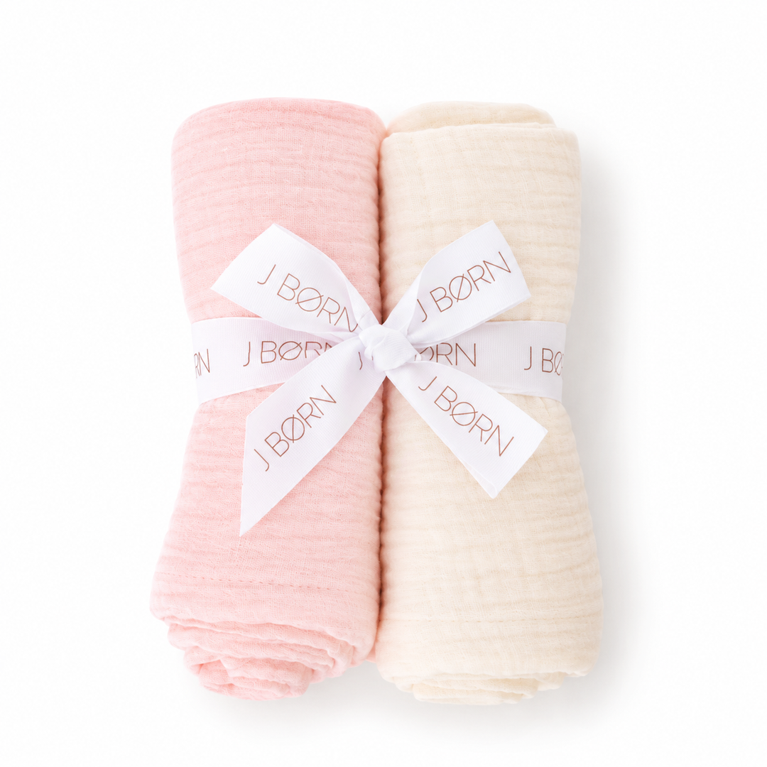 JBØRN 2-pack Muslin Cloths | Organic Cotton Squares