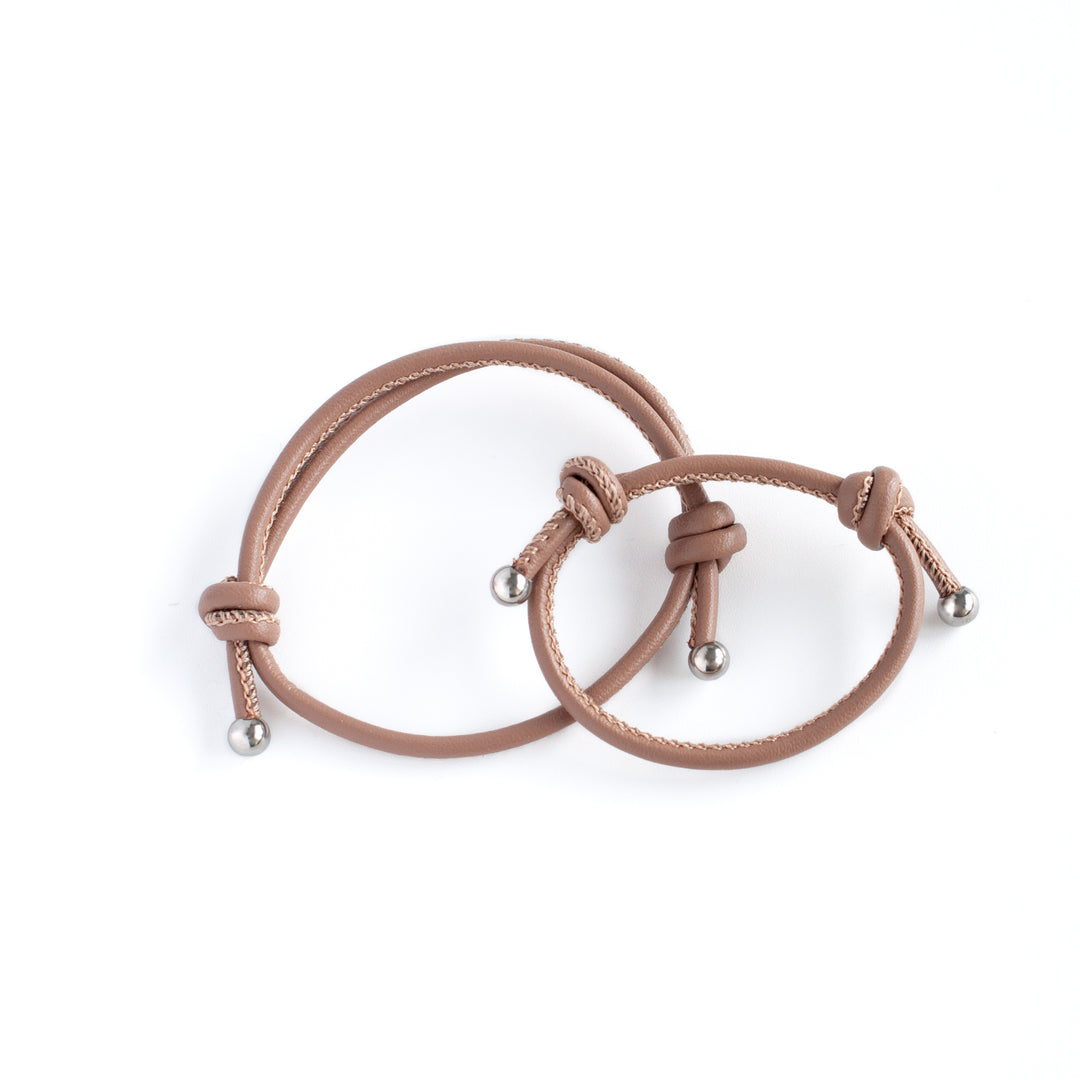 JBØRN Parent & Child Leather Bracelets Caramel - Personalisable Baby Products Sold and Personalised by JustBørn