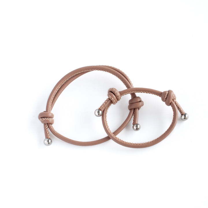 JBØRN Parent & Child Leather Bracelets Caramel - Personalisable Baby Products Sold and Personalised by JustBørn