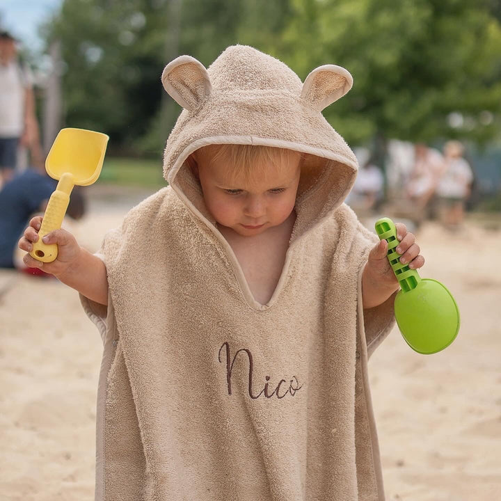 JBØRN Organic Cotton Towelling Hooded Poncho - Personalisable Baby Products Sold and Personalised by JustBørn