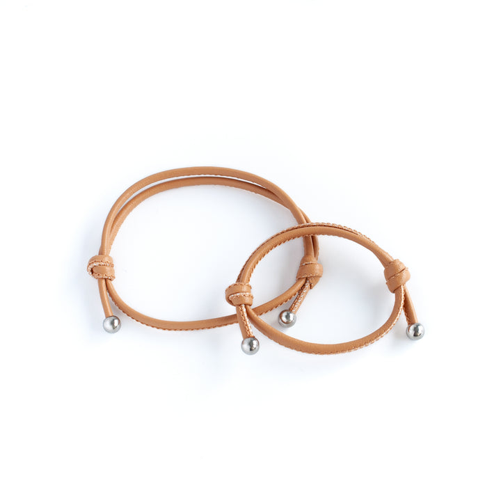 JBØRN Parent & Child Leather Bracelets Caramel - Personalisable Baby Products Sold and Personalised by JustBørn