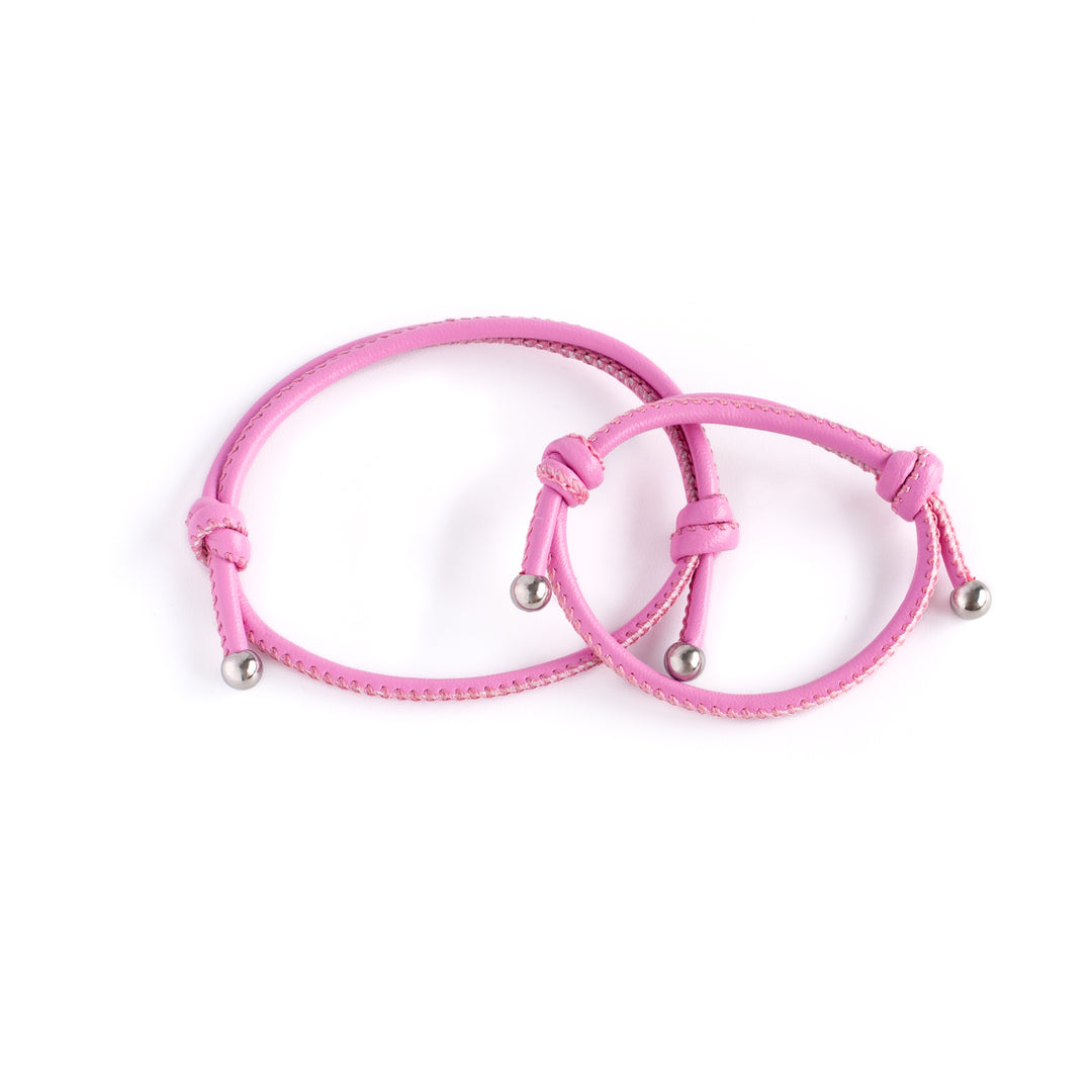 JBØRN Parent & Child Leather Bracelets Baby Pink - Personalisable Baby Products Sold and Personalised by JustBørn