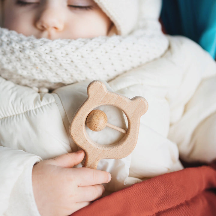 JBØRN Wooden Teddy Rattle - Personalisable Baby Products Sold and Personalised by JustBørn