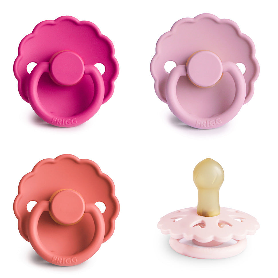 FRIGG Natural Rubber Latex Pacifier Pack of 4 Rosy Romance - Personalisable Baby Products Sold and Personalised by JustBørn