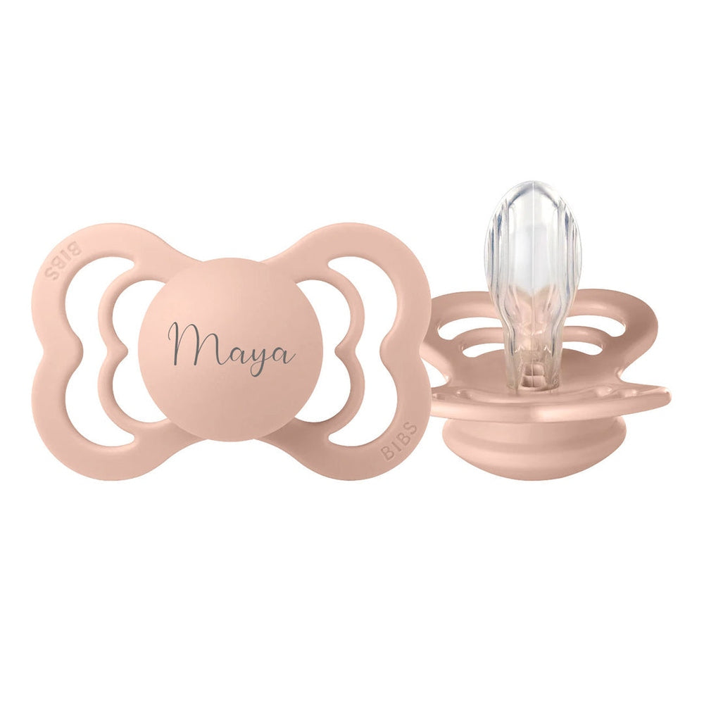 BIBS SUPREME Silicone Pacifiers | Personalised Blush - Personalisable Baby Products Sold and Personalised by JustBørn