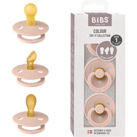 BIBS Colour Pacifiers - Try-It Collection - Pack of 3 Blush - Personalisable Baby Products Sold and Personalised by JustBørn