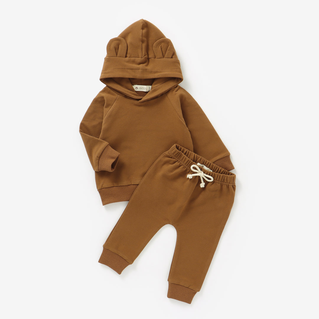 JBØRN Organic Cotton Baby Teddy Ears Hoodie & Joggers Set | Personalisable - Personalisable Baby Products Sold and Personalised by JustBørn