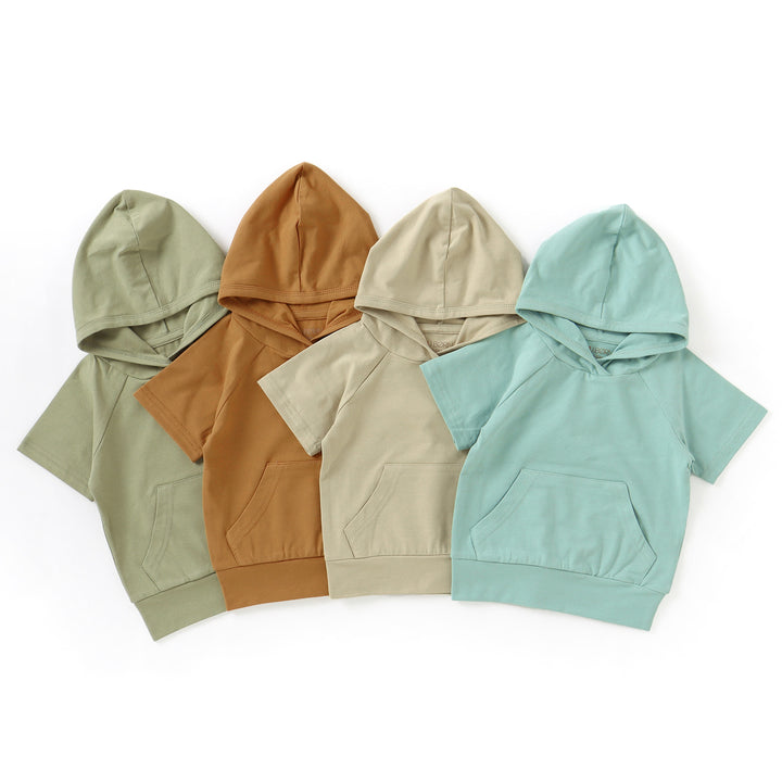 JBØRN Organic Cotton Short Sleeve Hooded Top - Personalisable Baby Products Sold and Personalised by JustBørn