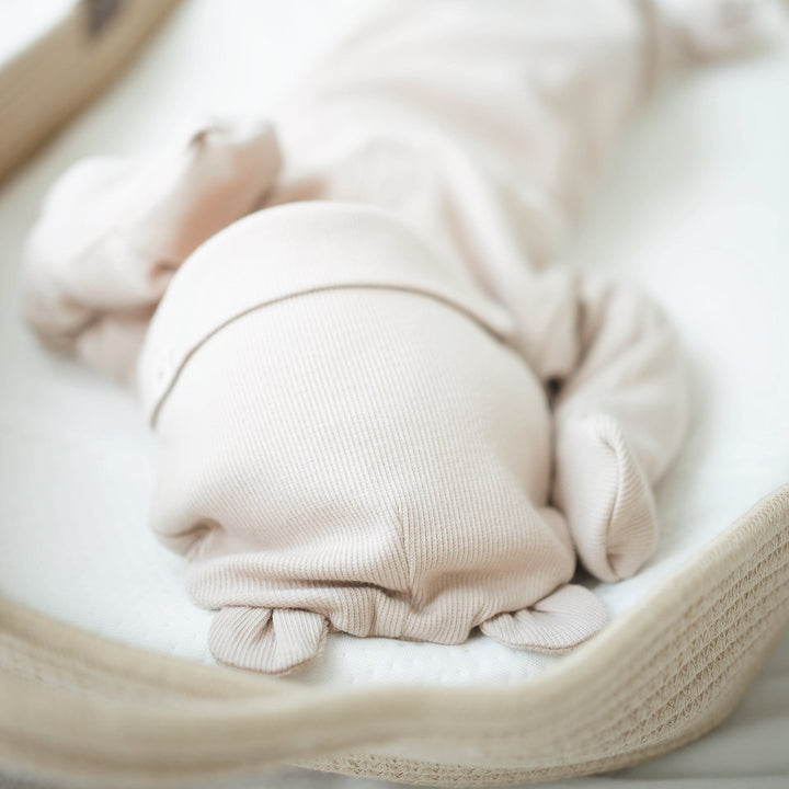 JBØRN Organic Cotton Knotted Baby Gown & Hat - Personalisable Baby Products Sold and Personalised by JustBørn