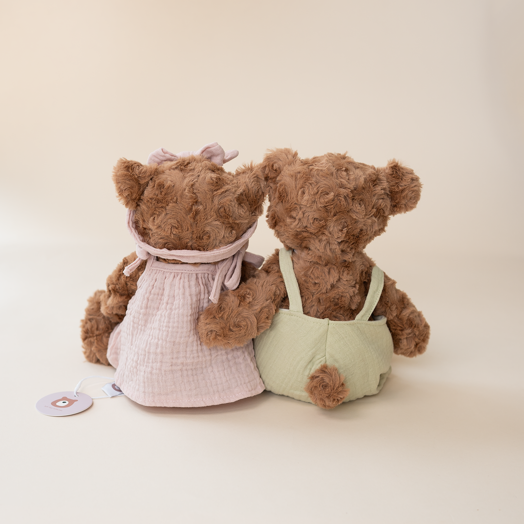 JBØRN Brown Teddy Bear Soft Toy with Personalised Outfit - Personalisable Baby Products Sold and Personalised by JustBørn
