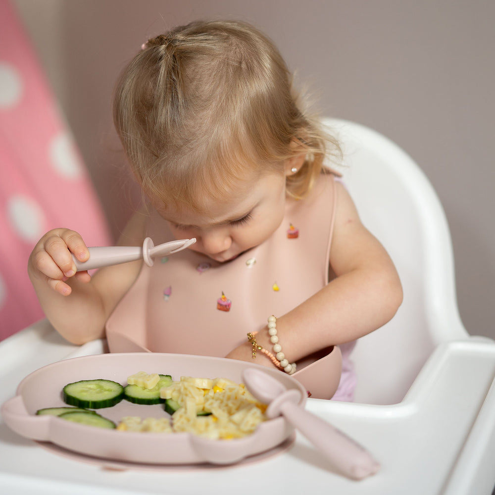 JBØRN 4-Piece Silicone Weaning Set | Suction Bowl with Lid, Plate & Cutlery - Personalisable Baby Products Sold and Personalised by JustBørn