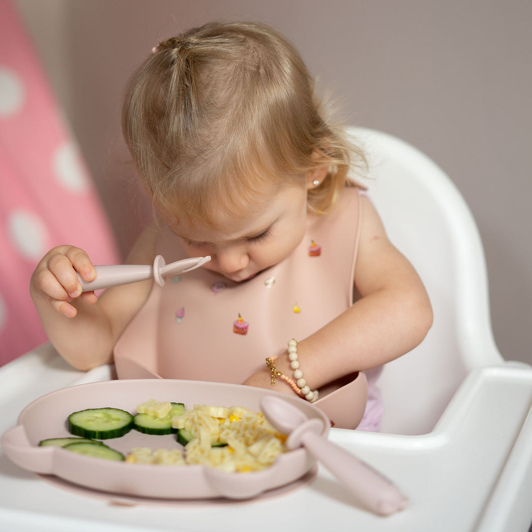JBØRN 4-Piece Silicone Weaning Set | Suction Bowl with Lid, Plate & Cutlery - Personalisable Baby Products Sold and Personalised by JustBørn