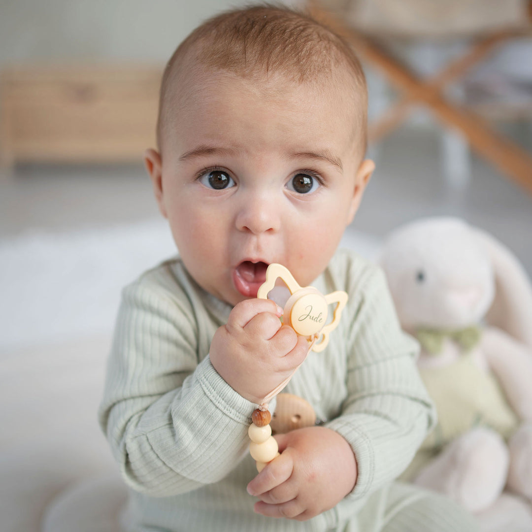 FRIGG Butterfly Anatomical Silicone Pacifiers - Personalisable Baby Products Sold and Personalised by JustBørn