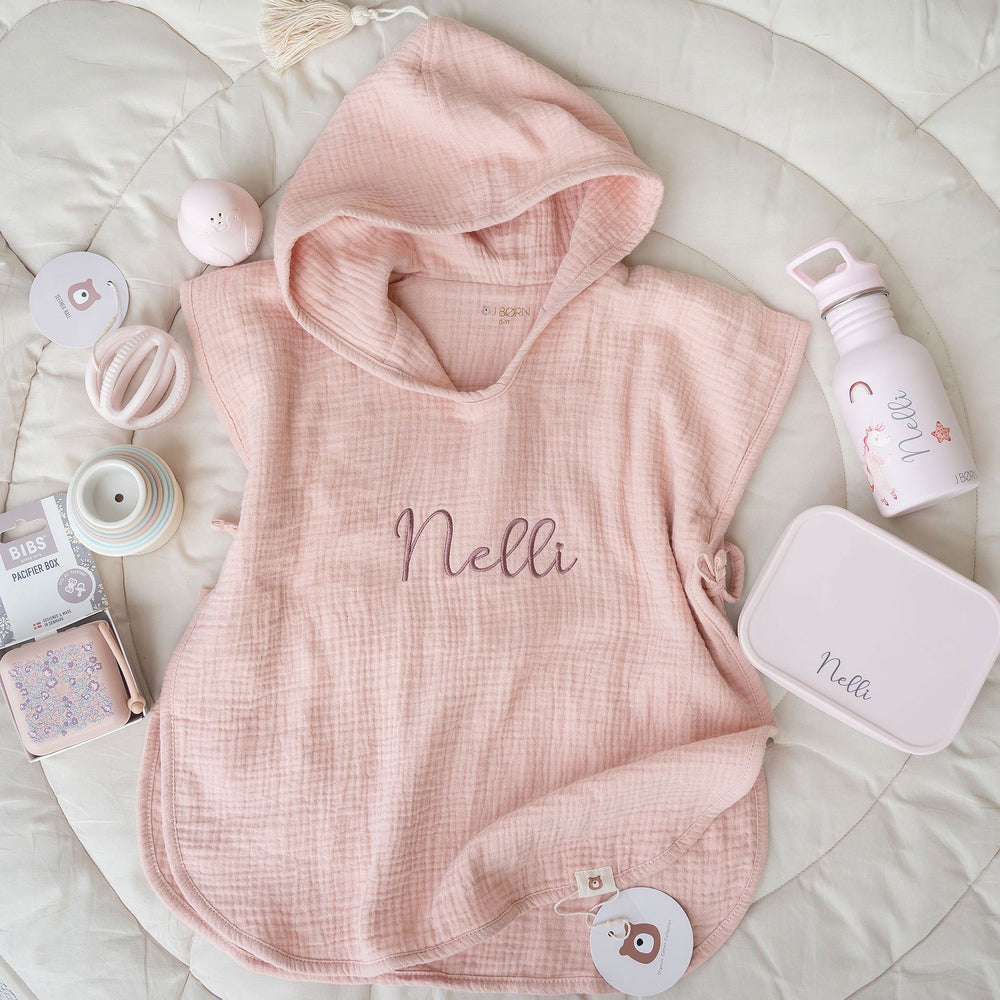 JBØRN Organic Cotton Muslin Hooded Poncho Towel - Personalisable Baby Products Sold and Personalised by JustBørn