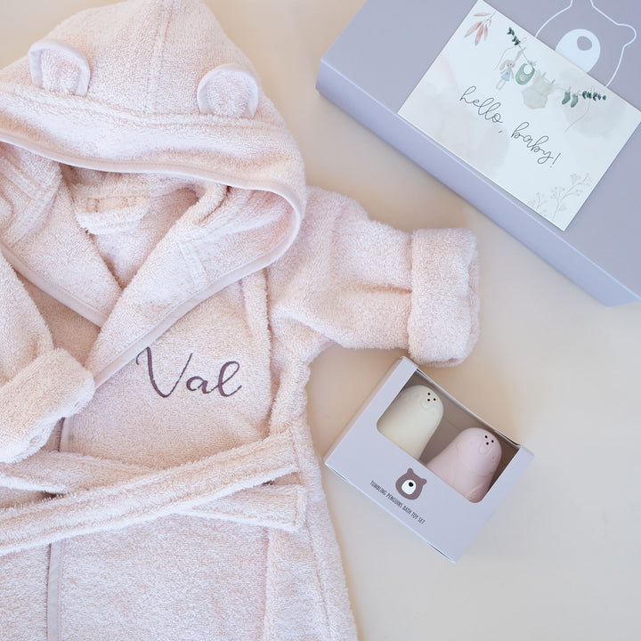 JBØRN Baby Gift Set | Organic Cotton Robe & Bath Toys - Personalisable Baby Products Sold and Personalised by JustBørn