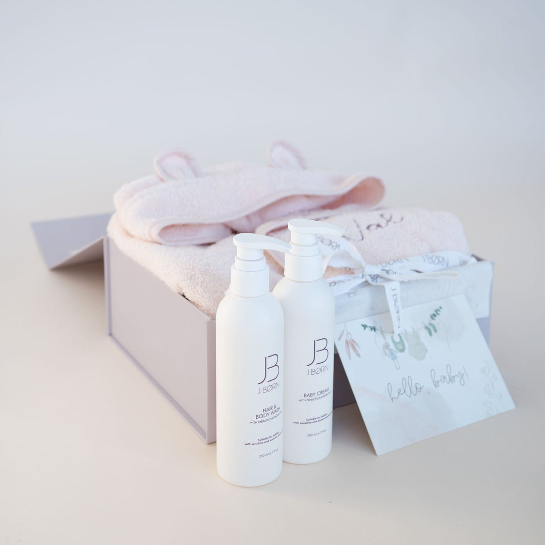 JBØRN Baby Gift Set | JBØRN Bath Robe & Skin Care - Personalisable Baby Products Sold and Personalised by JustBørn
