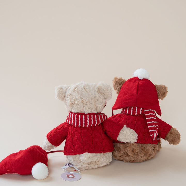 JBØRN Christmas Teddy Bear Soft Toy with Personalised Festive Outfit No Gift Box Brown Festive Bear Yes - Personalisable Baby Products Sold and Personalised by JustBørn