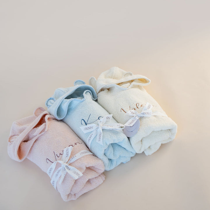 JBØRN Organic Cotton Towelling Hooded Poncho - Personalisable Baby Products Sold and Personalised by JustBørn