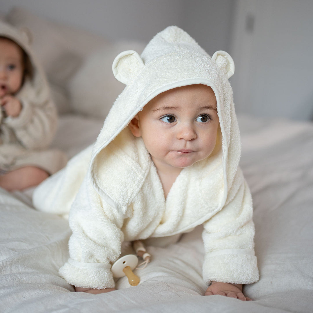JBØRN Organic Cotton Baby Hooded Towelling Bathrobe - Personalisable Baby Products Sold and Personalised by JustBørn