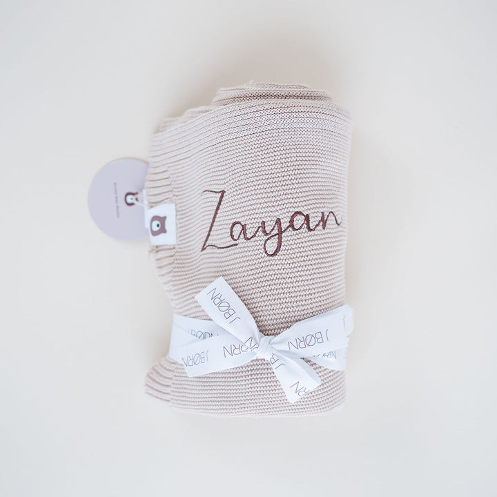 JBØRN Knitted Blanket - Personalisable Baby Products Sold and Personalised by JustBørn