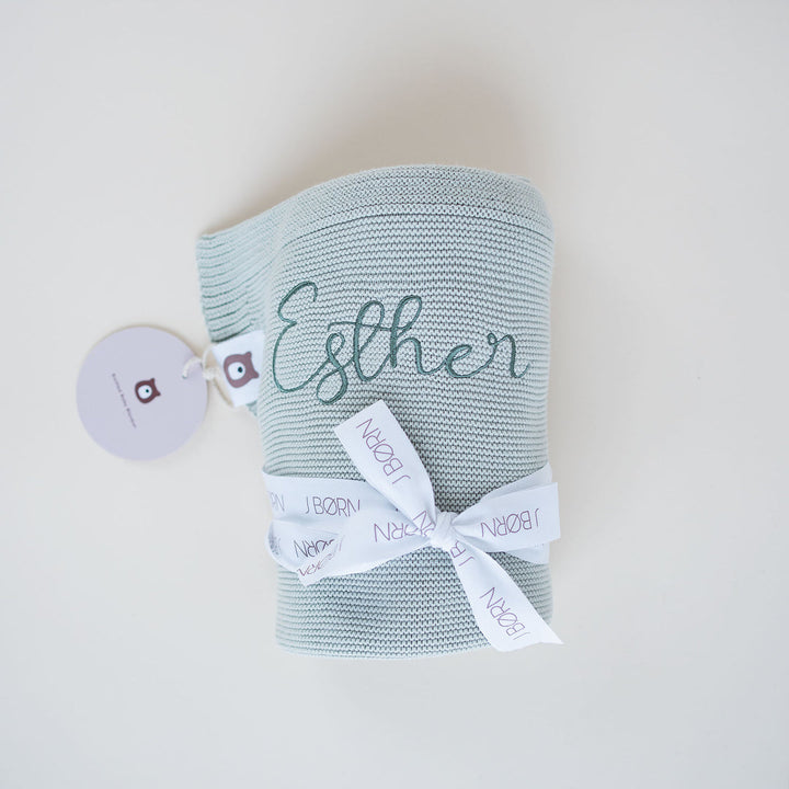 JBØRN Knitted Blanket - Personalisable Baby Products Sold and Personalised by JustBørn