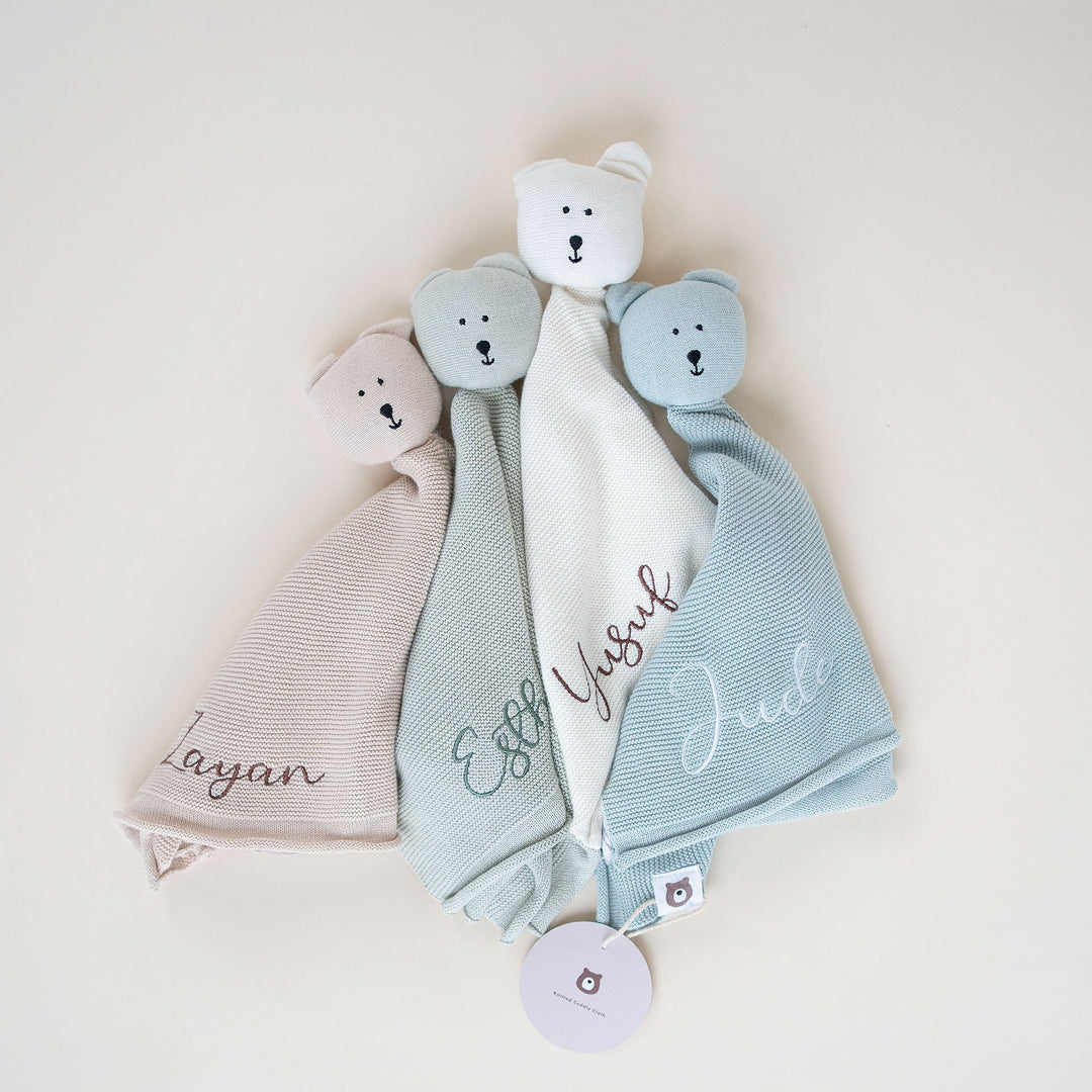 JBØRN Bear Knitted Comforter - Personalisable Baby Products Sold and Personalised by JustBørn