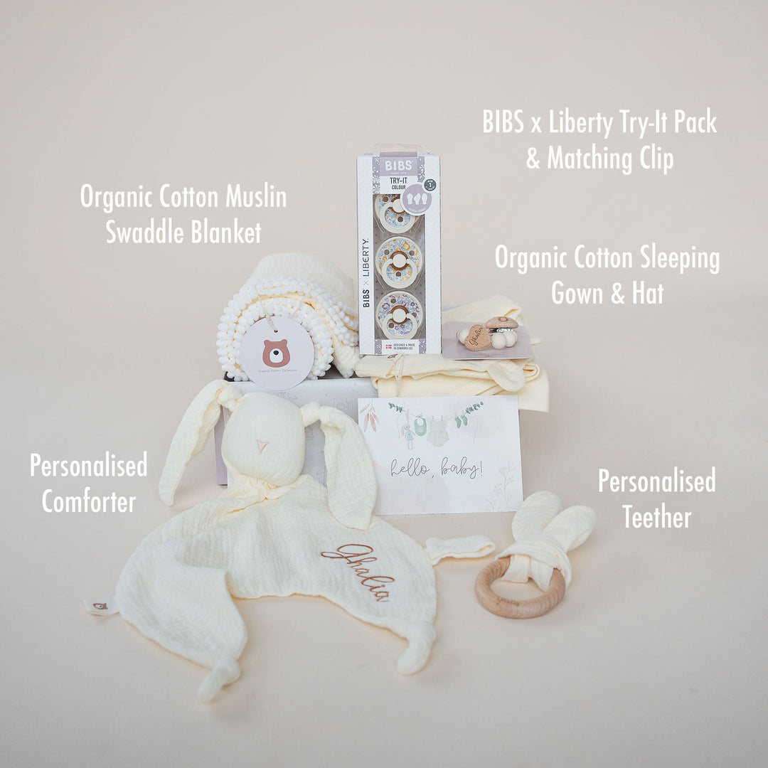JBØRN x BIBS Welcome Baby Gift Set | Newborn Bundle - Personalisable Baby Products Sold and Personalised by JustBørn