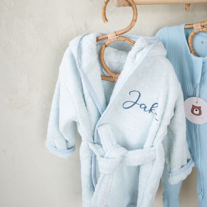 JBØRN Baby Gift Set | Organic Cotton Bathrobe & Hair Brush Set - Personalisable Baby Products Sold and Personalised by JustBørn