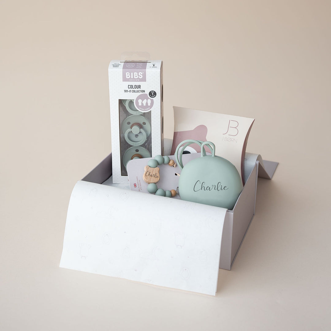 JBØRN x BIBS Baby Gift Set | Baby's First Pacifier Pack & Holders Set - Personalisable Baby Products Sold and Personalised by JustBørn