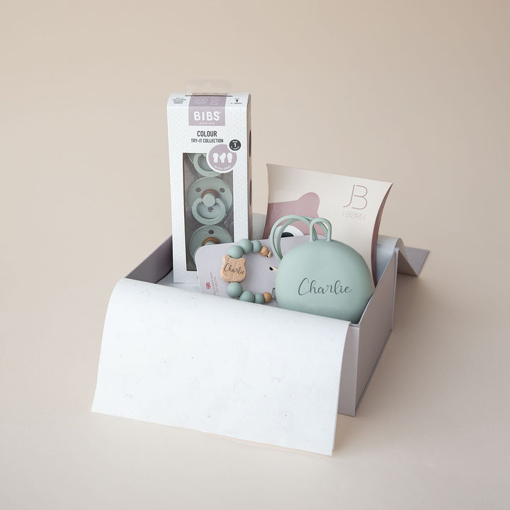 JBØRN x BIBS Baby Gift Set | Baby's First Pacifier Pack & Holders Set - Personalisable Baby Products Sold and Personalised by JustBørn