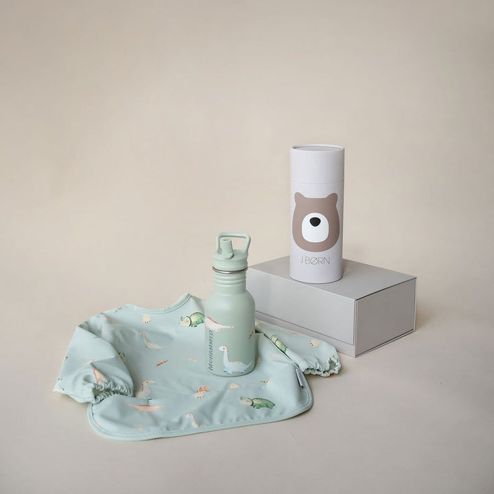 JBØRN First Birthday Gift Set | Personalised Water Bottle & Matching Sleeved Bib - Personalisable Baby Products Sold and Personalised by JustBørn