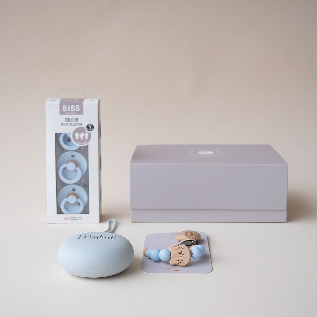 JBØRN x BIBS Baby Gift Set | Baby's First Pacifier Pack & Holders Set - Personalisable Baby Products Sold and Personalised by JustBørn