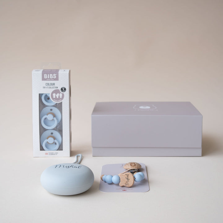 JBØRN x BIBS Baby Gift Set | Baby's First Pacifier Pack & Holders Set - Personalisable Baby Products Sold and Personalised by JustBørn