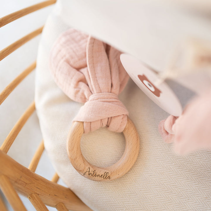 JBØRN Baby Gift Set | Organic Cotton Muslin Blanket, Comforter & Teether Set - Personalisable Baby Products Sold and Personalised by JustBørn
