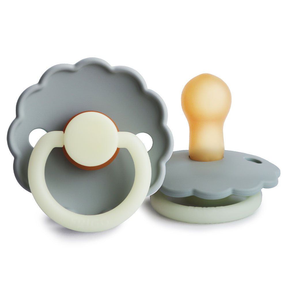 FRIGG Daisy Natural Rubber Latex Pacifier French Gray Night Glow - Personalisable Baby Products Sold and Personalised by JustBørn