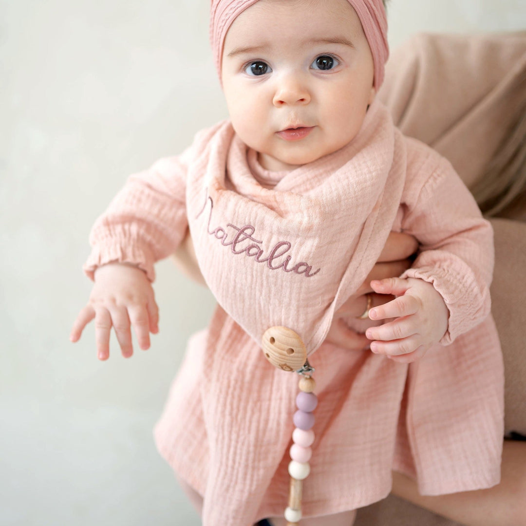 JBØRN Organic Cotton Muslin Baby Girl Dress and Bow - Personalisable Baby Products Sold and Personalised by JustBørn