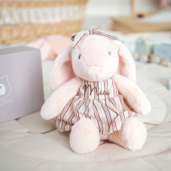 JBØRN Blossom Bunny Soft Toy with Personalised Outfit - Personalisable Baby Products Sold and Personalised by JustBørn