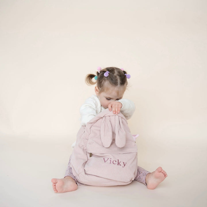 JBØRN Personalised Set | Backpack & Water Bottle Set Blush Backpack & Poppy Flower Bottle Set - Personalisable Baby Products Sold and Personalised by JustBørn