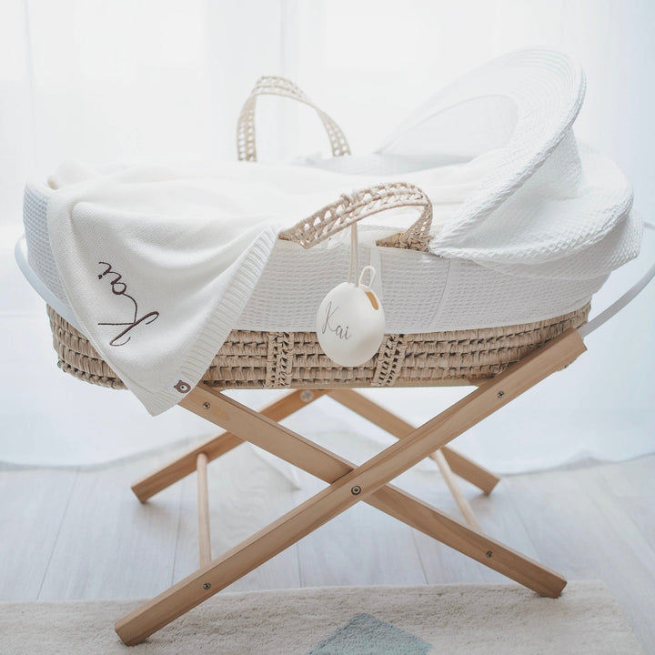 JBØRN Knitted Baby Blanket & Bunny Rattle Set - Personalisable Baby Products Sold and Personalised by JustBørn