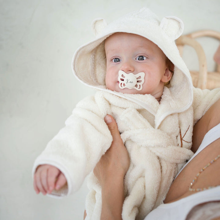 JBØRN Organic Cotton Baby Hooded Towelling Bathrobe - Personalisable Baby Products Sold and Personalised by JustBørn