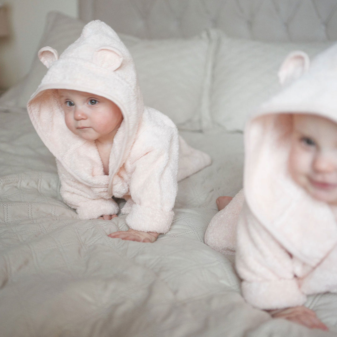 JBØRN Organic Cotton Baby Hooded Towelling Bathrobe - Personalisable Baby Products Sold and Personalised by JustBørn