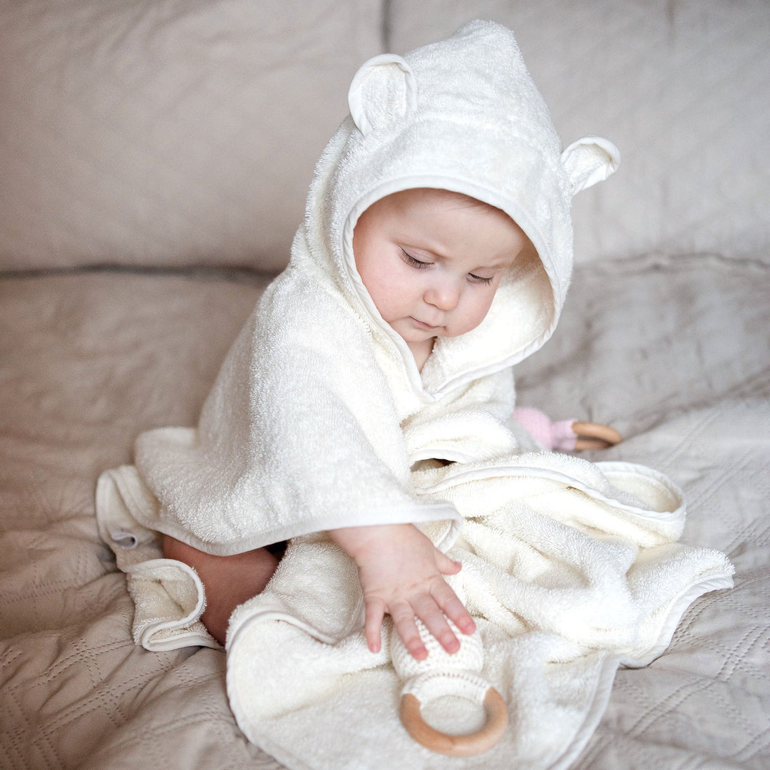 JBØRN Organic Cotton Towelling Hooded Poncho - Personalisable Baby Products Sold and Personalised by JustBørn