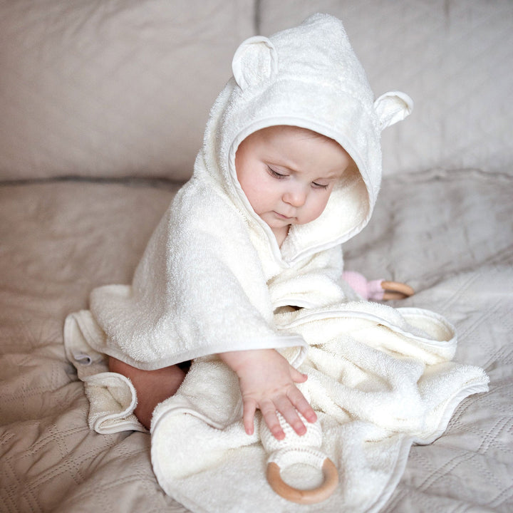 JBØRN Organic Cotton Towelling Hooded Poncho - Personalisable Baby Products Sold and Personalised by JustBørn