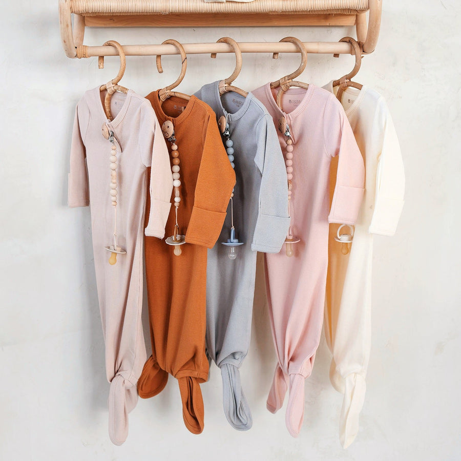 JBØRN Organic Cotton Knotted Baby Gown & Hat - Personalisable Baby Products Sold and Personalised by JustBørn