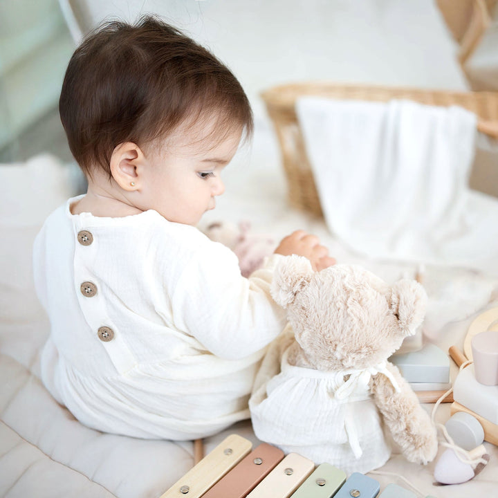 JBØRN New Baby Girl Gift Set | Personalised Teddy & Matching Baby Dress - Personalisable Baby Products Sold and Personalised by JustBørn