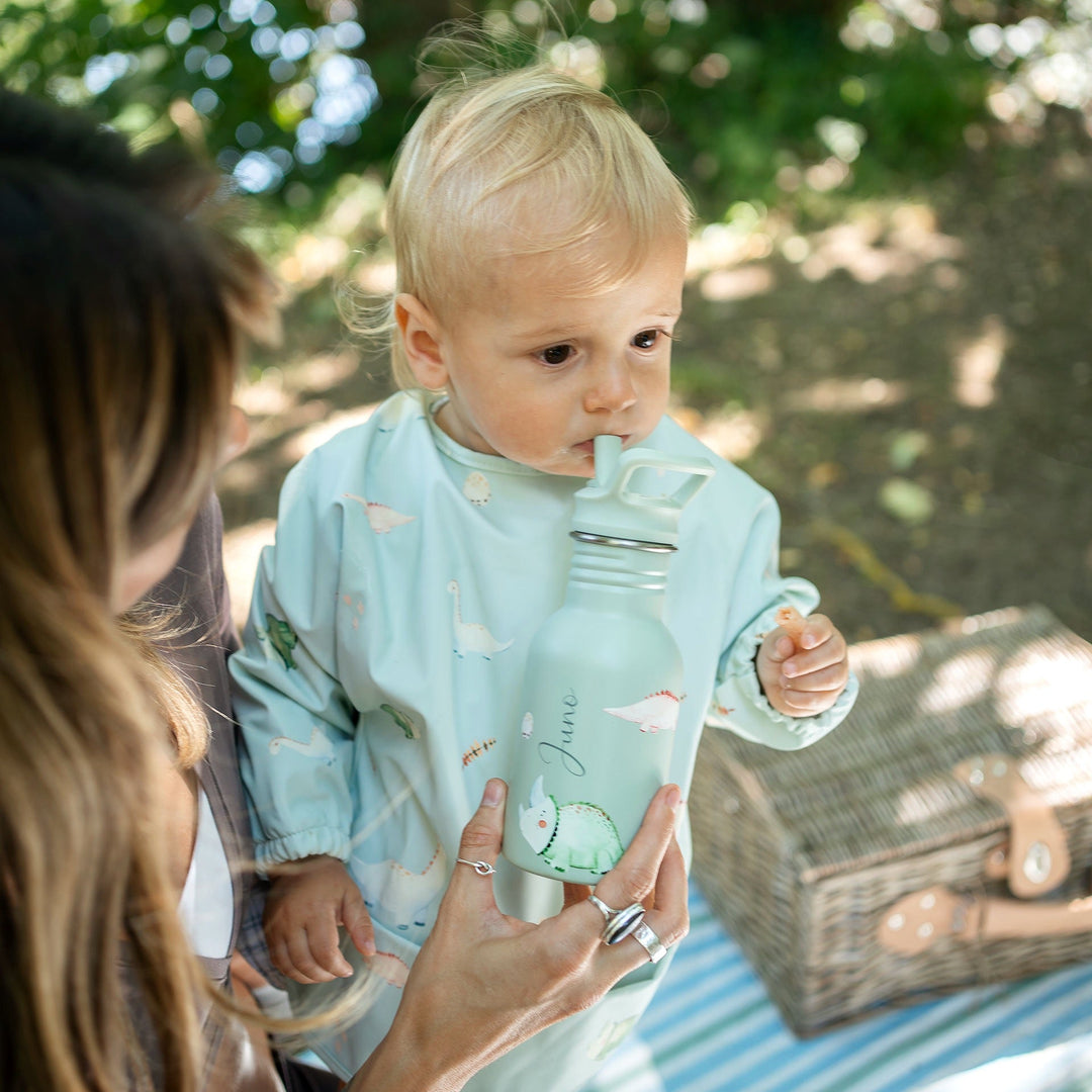 JBØRN First Birthday Gift Set | Personalised Water Bottle & Matching Sleeved Bib - Personalisable Baby Products Sold and Personalised by JustBørn