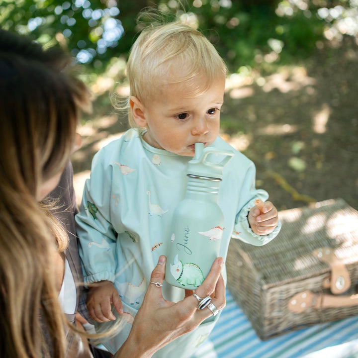 JBØRN First Birthday Gift Set | Personalised Water Bottle & Matching Sleeved Bib - Personalisable Baby Products Sold and Personalised by JustBørn