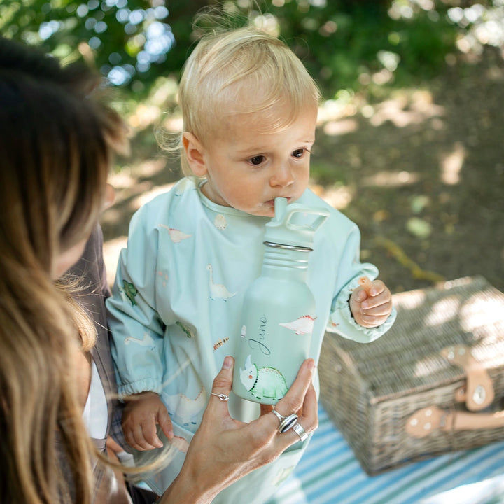 JBØRN Personalised Stainless Steel Kids Water Bottle Dinosaurs - Personalisable Baby Products Sold and Personalised by JustBørn