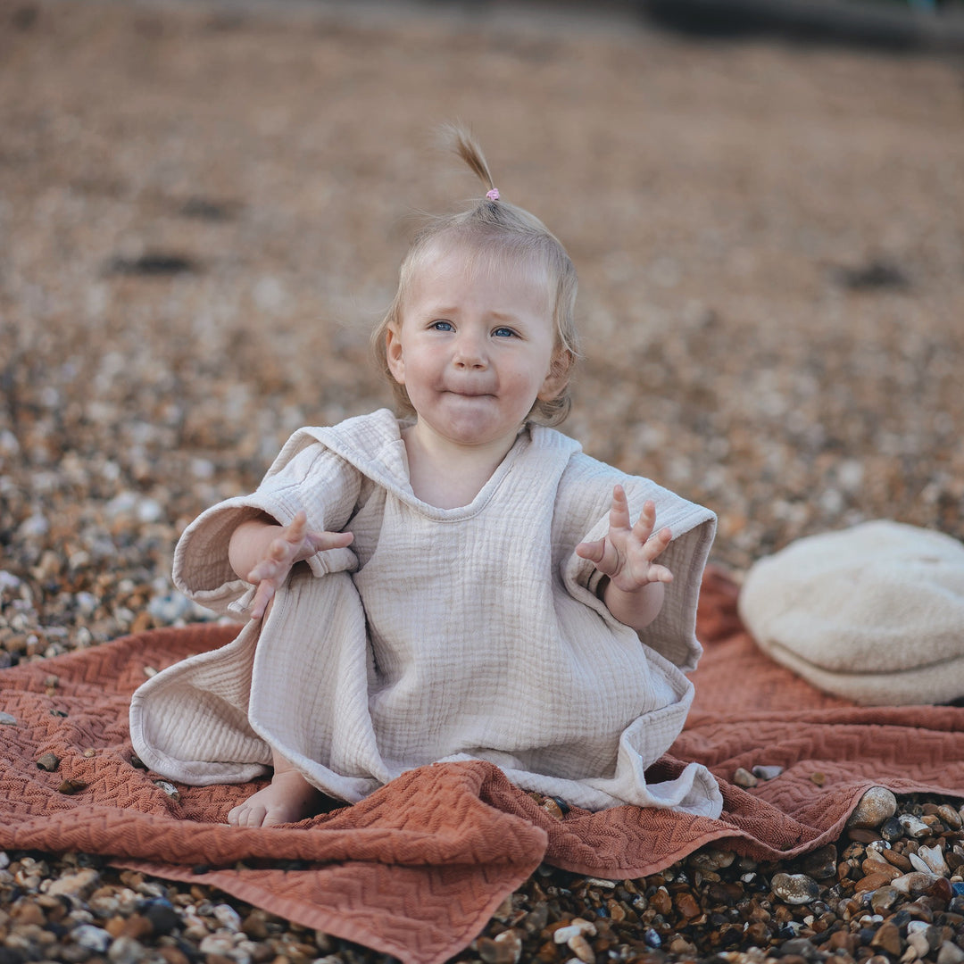 JBØRN Organic Cotton Muslin Hooded Poncho Towel - Personalisable Baby Products Sold and Personalised by JustBørn